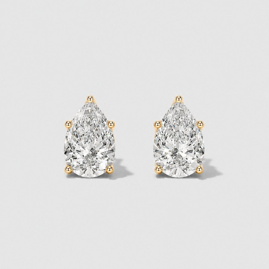 Pear Cut Moissanite Stud Earrings