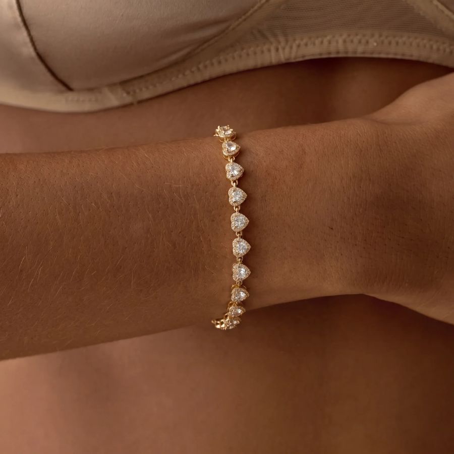 Gold Heart Halo Bracelet
