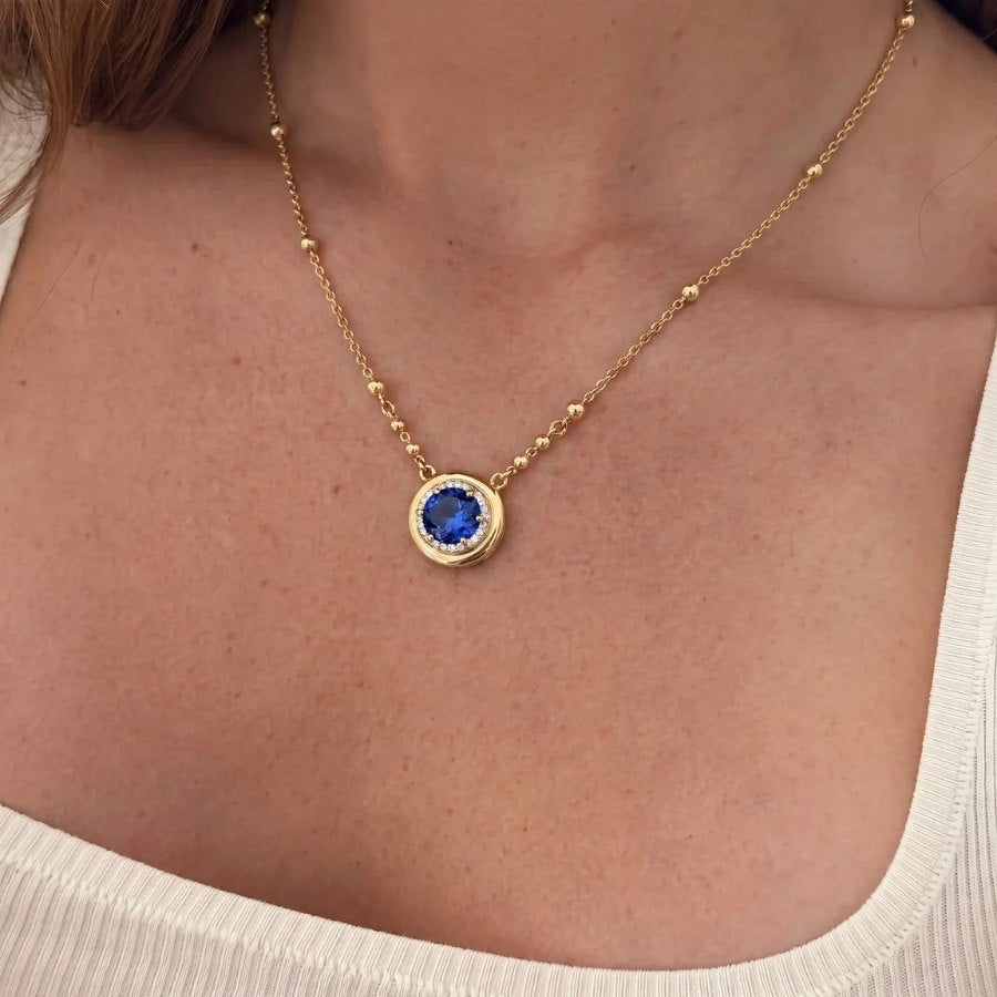 Sapphire Halo Necklace