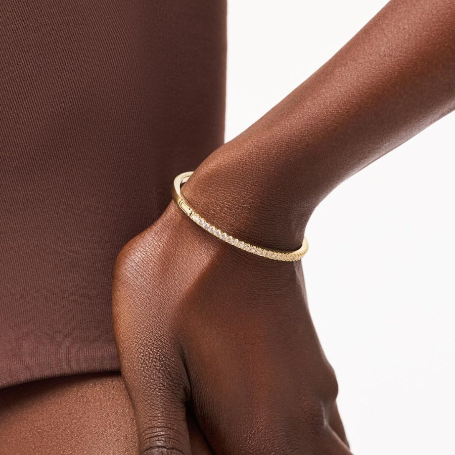 Tennis Bangle Bracelet worn on wrist