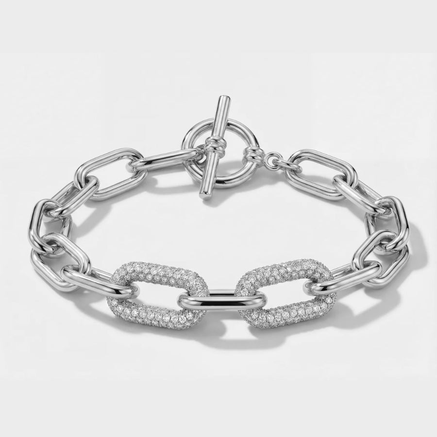 Tennis Paperclip Bracelet zirconia macro detail