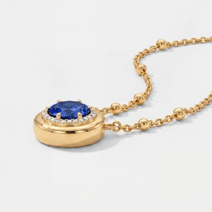 Sapphire Halo Necklace