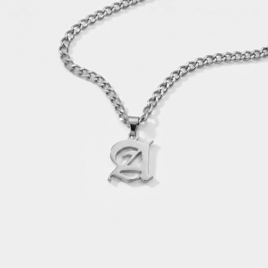 Chunky Initial Necklace - Gold Cuban Link light reflection