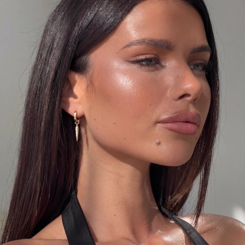 Orecchini Cerchio Oro - Goccia Vega Pavé