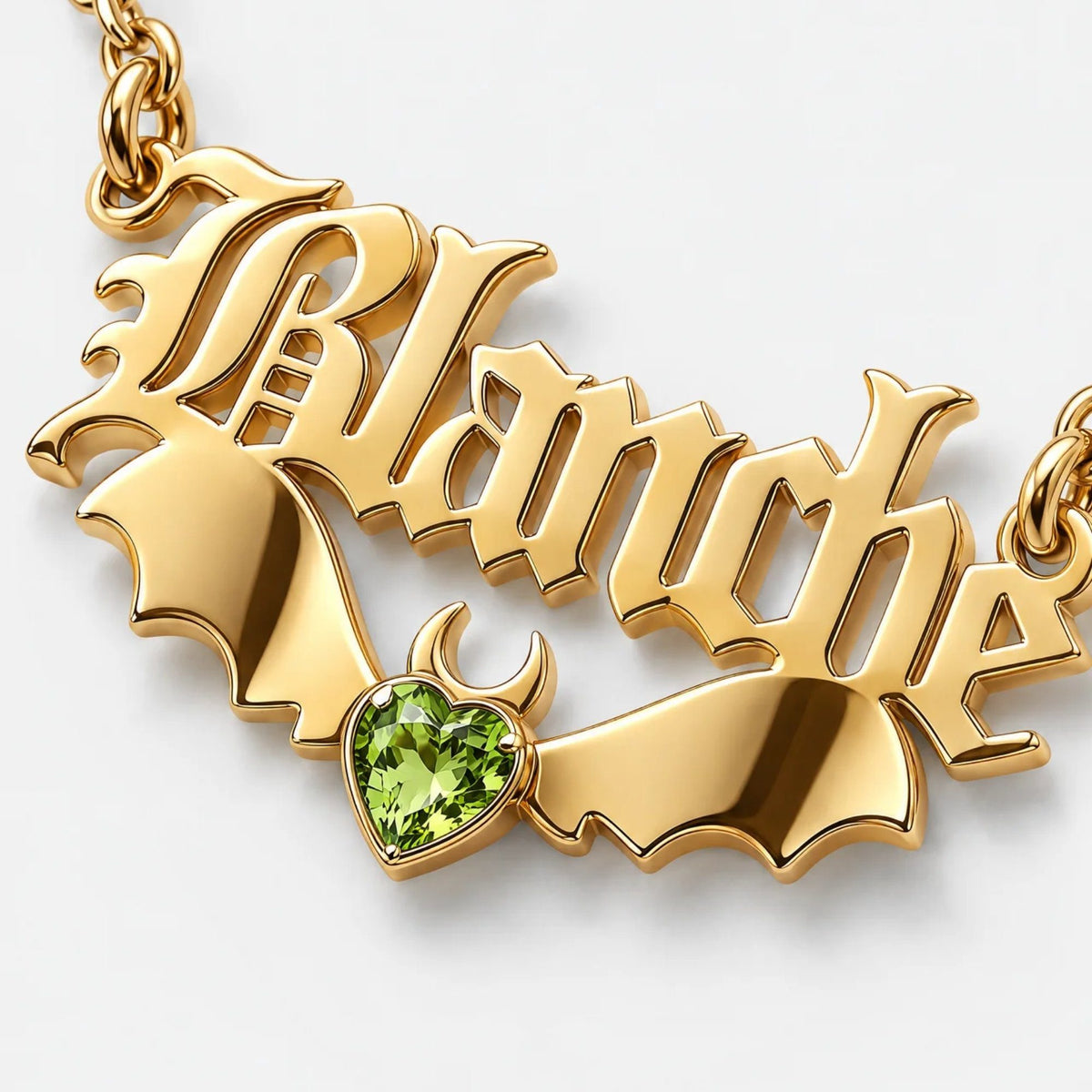 Gothic Nameplate Custom Birthstone Necklace | Moonela