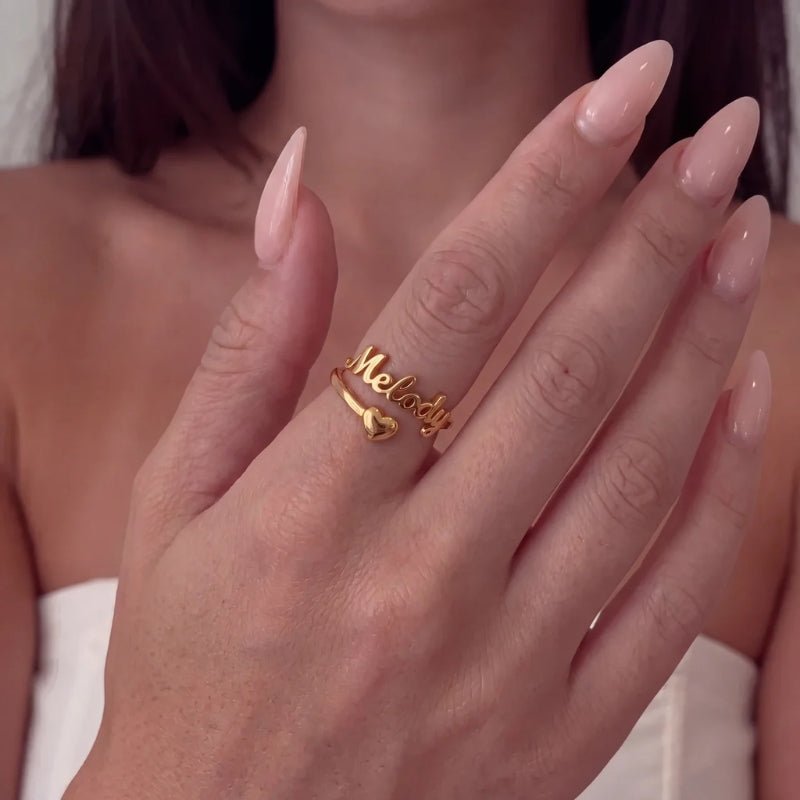 Cuore Nome Anello - Personalizzato Oro