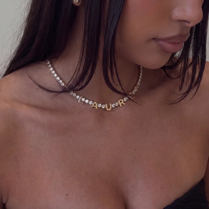 Collana Tennis Iniziali - Personalizzata Oro Zirconi