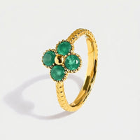 Anello Quadrifoglio - Onice Verde Naturale
