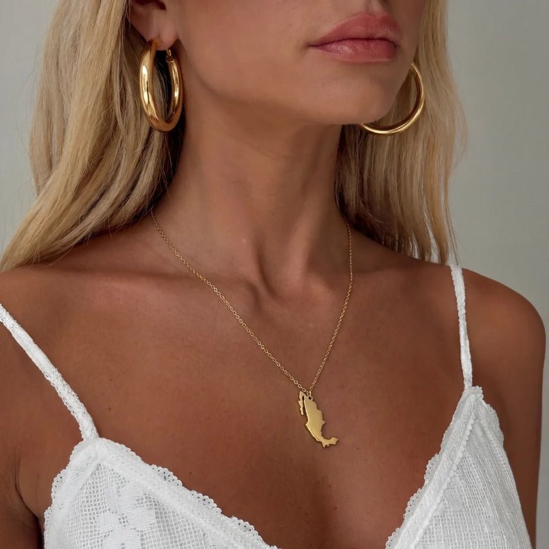 Collana Mappa - Paese Personalizzato Oro