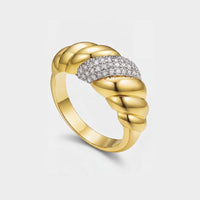 Anello Croissant - Serpentina Pavé Oro