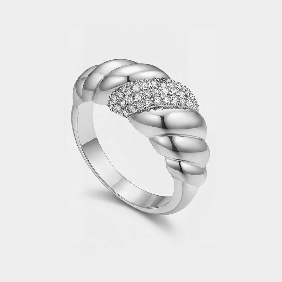 Anello Croissant - Serpentina Pavé Oro