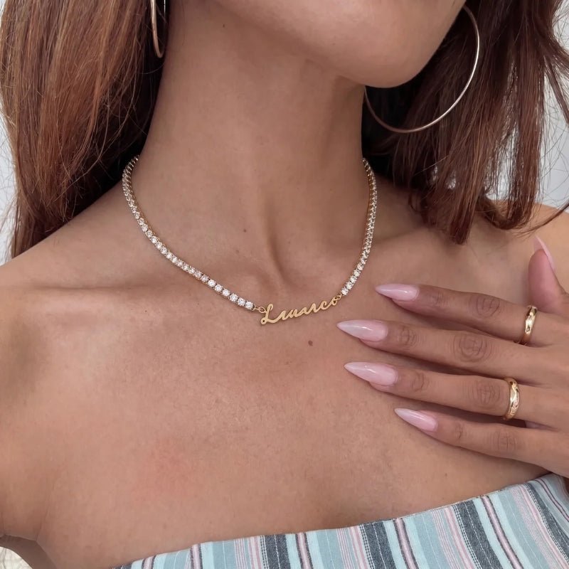 Collana Tennis Nome - Personalizzata Oro Zirconi