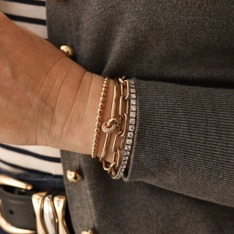 Tennis Paperclip Bracelet close-up view
