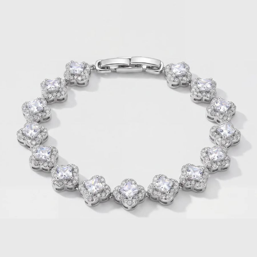 Square Halo Tennis Bracelet