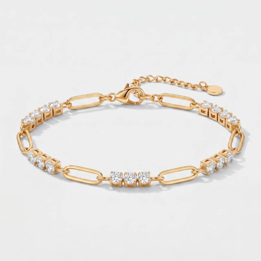 Golden Link Tennis Bracelet