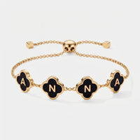 Bracciale Quadrifoglio Smalto Nero - Iniziale