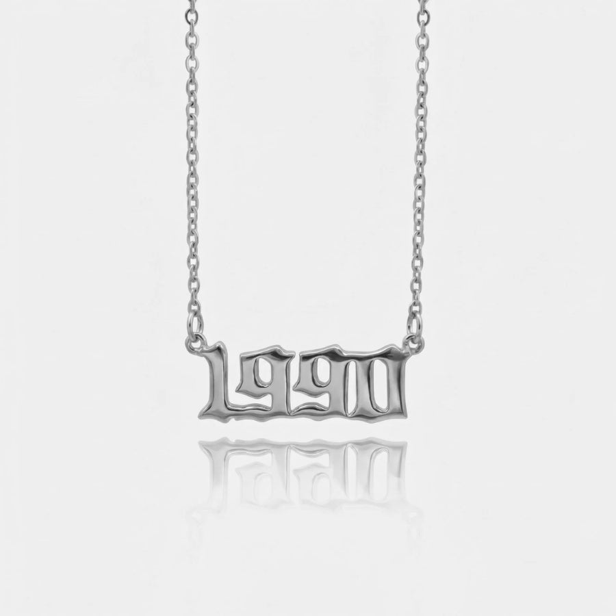 Birthdate Necklace - Personalised Gold Year from above