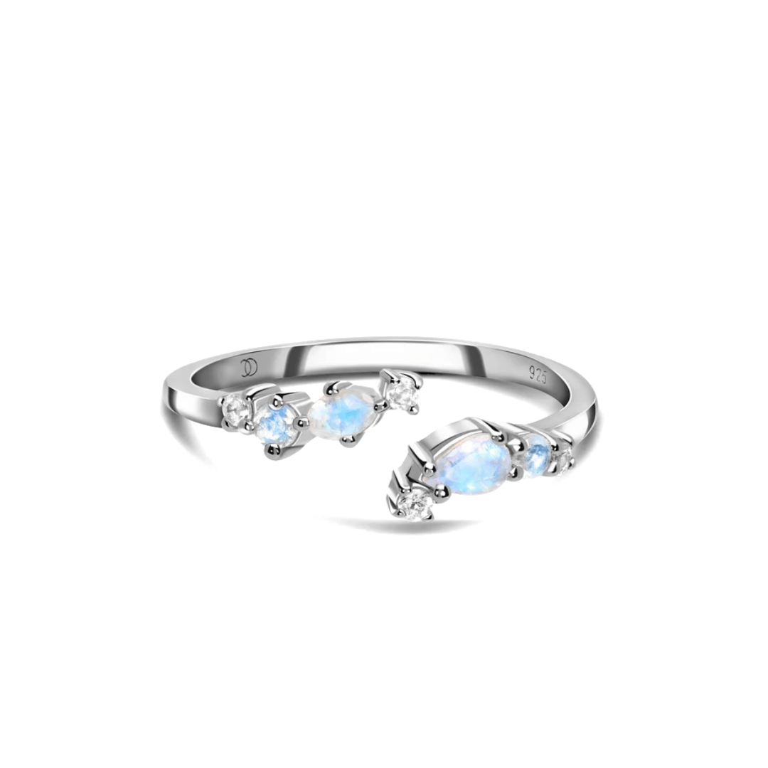Anello regolabile con pietra di luna - Serpentino 