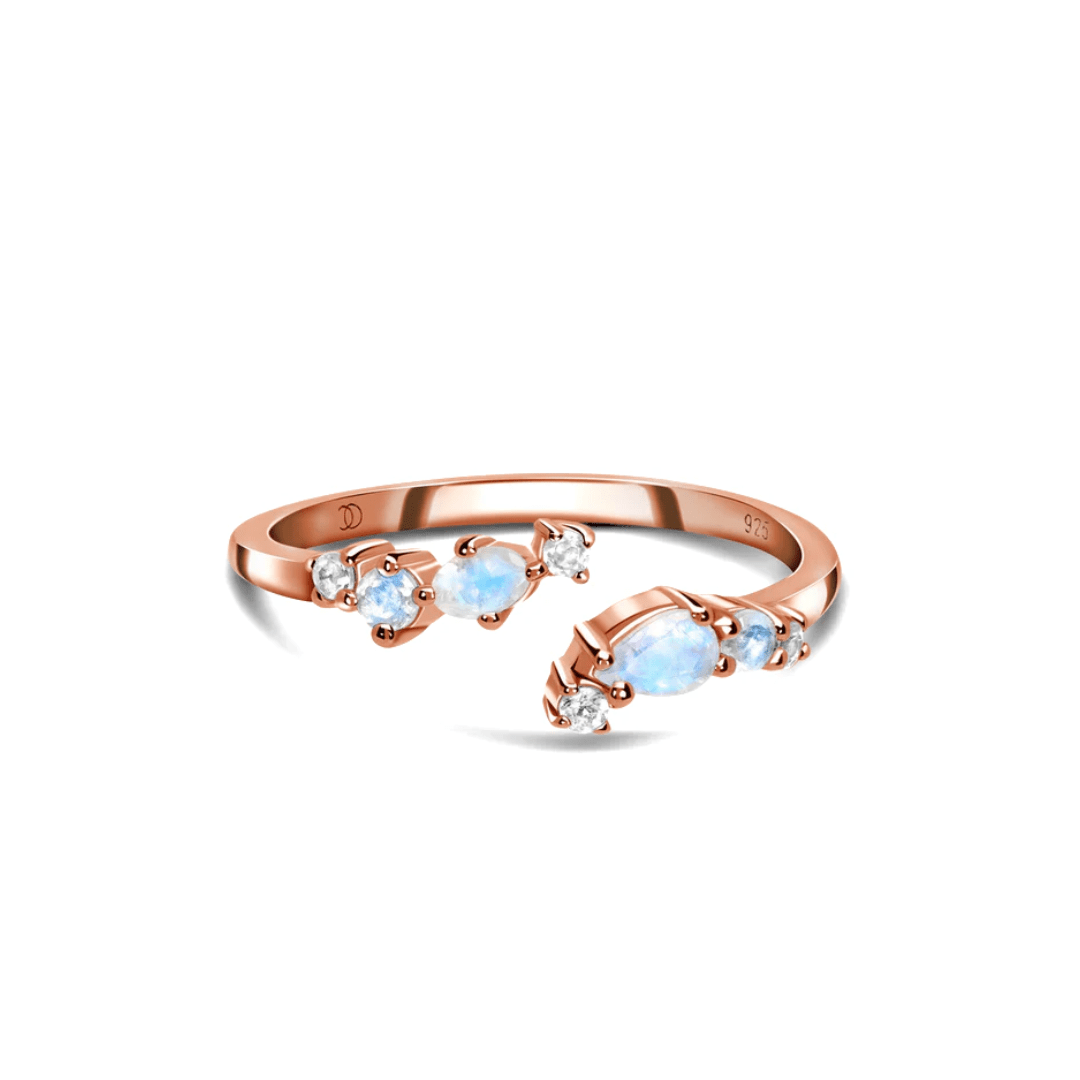 Anello regolabile con pietra di luna - Serpentino 