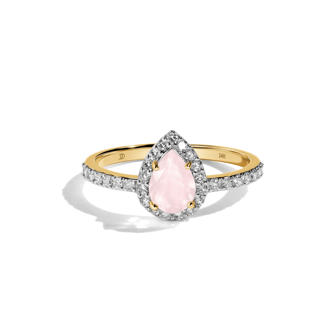 Anello regolabile in quarzo rosa – Lacrima di gioia 