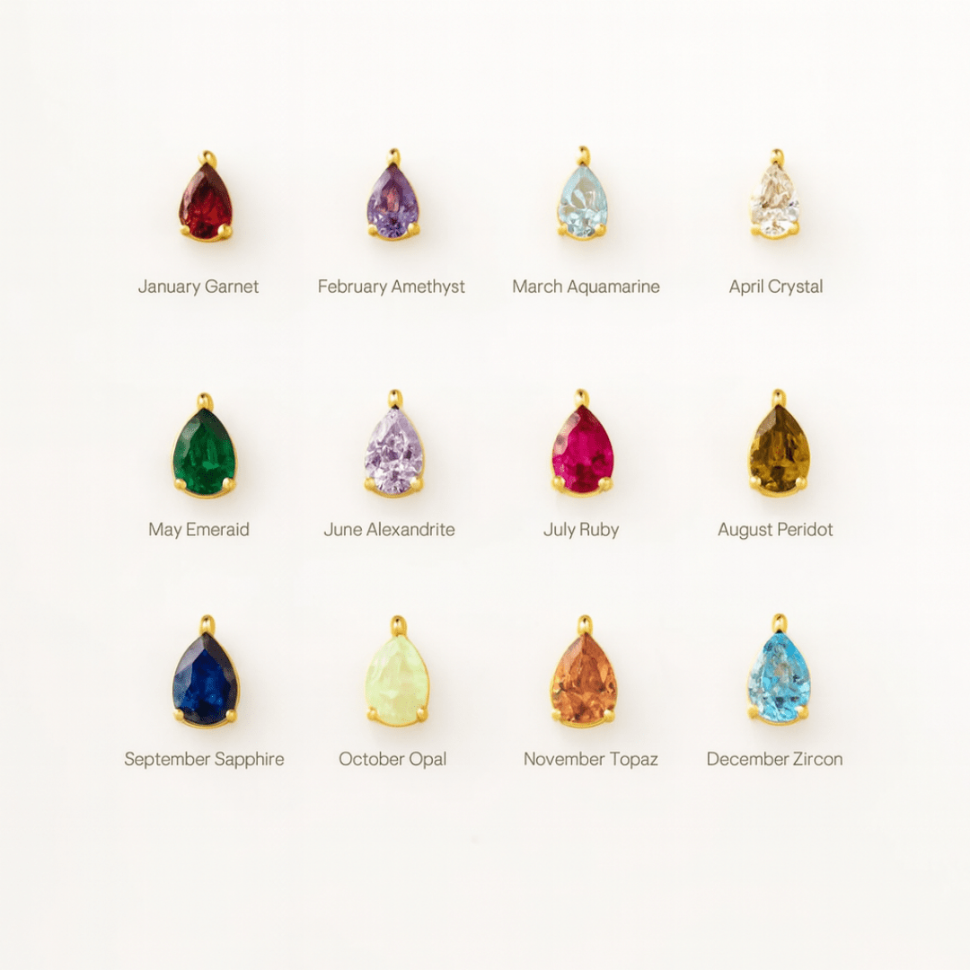 Ayla Buchstaben- &amp; Geburtsstein-Halskette 