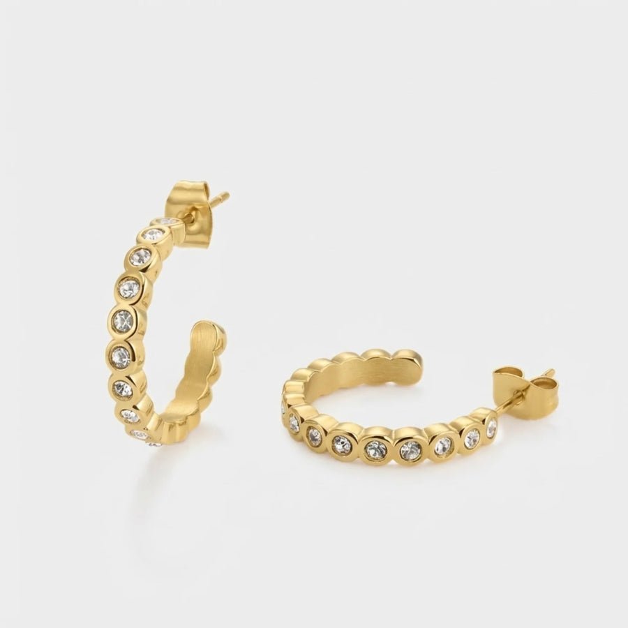 Bezel Tennis Hoops in 18K gold or sterling silver