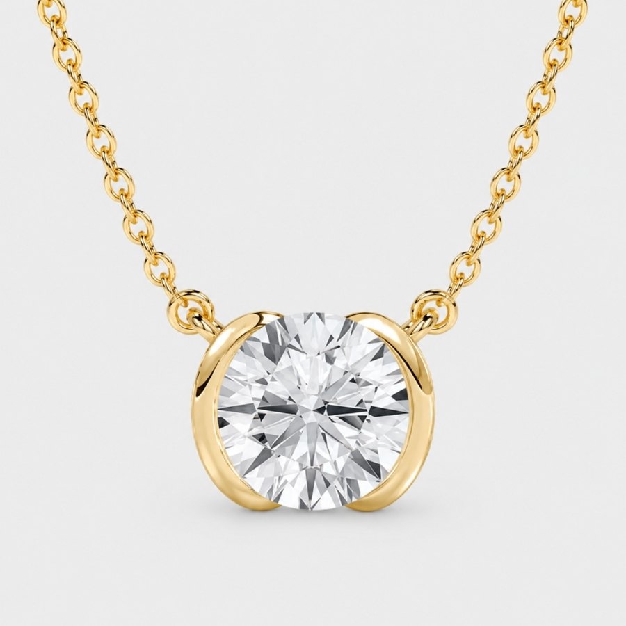 Moissanite Bezel Pendant Necklace