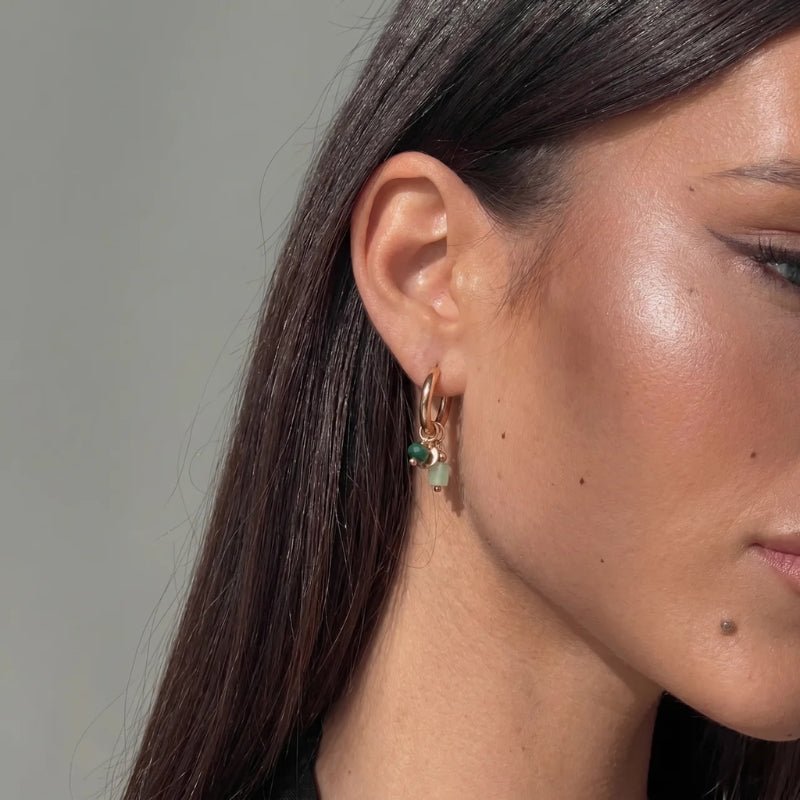 Orecchini Cerchio Charm - Saggezza Verde Oro