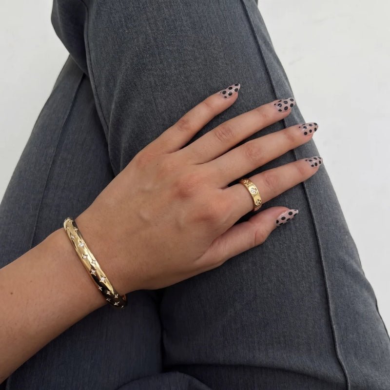 Anello Quadrifoglio - Fascia Pavé CZ Oro
