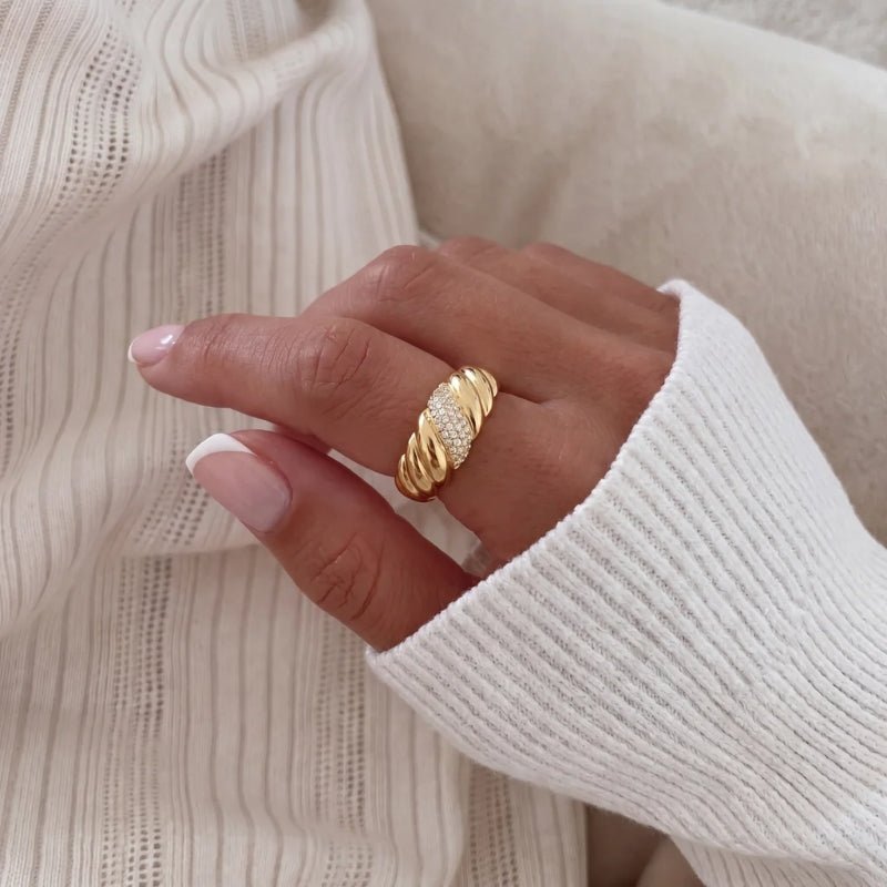 Anello Croissant - Serpentina Pavé