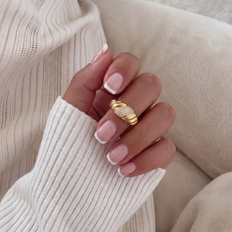 Anello Croissant - Serpentina Pavé