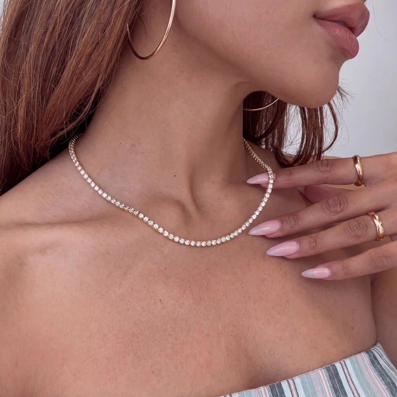 Collana Cristallo Choker - Tennis Oro