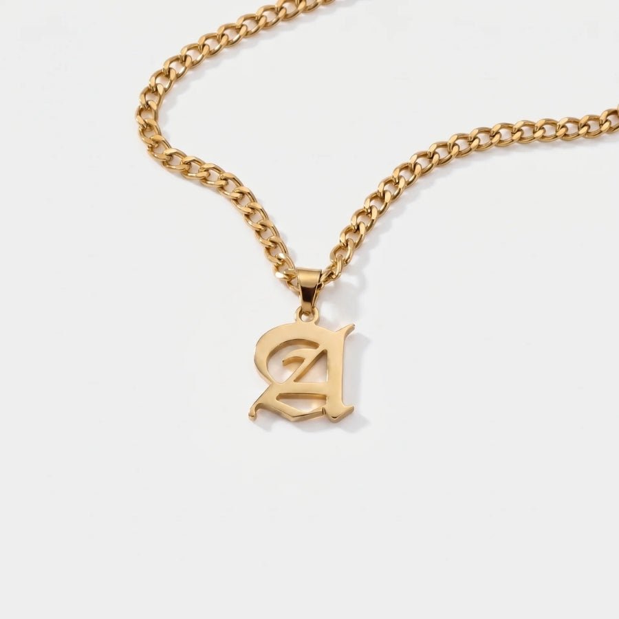 Chunky Initial Necklace - Gold Cuban Link in 18K gold or sterling silver