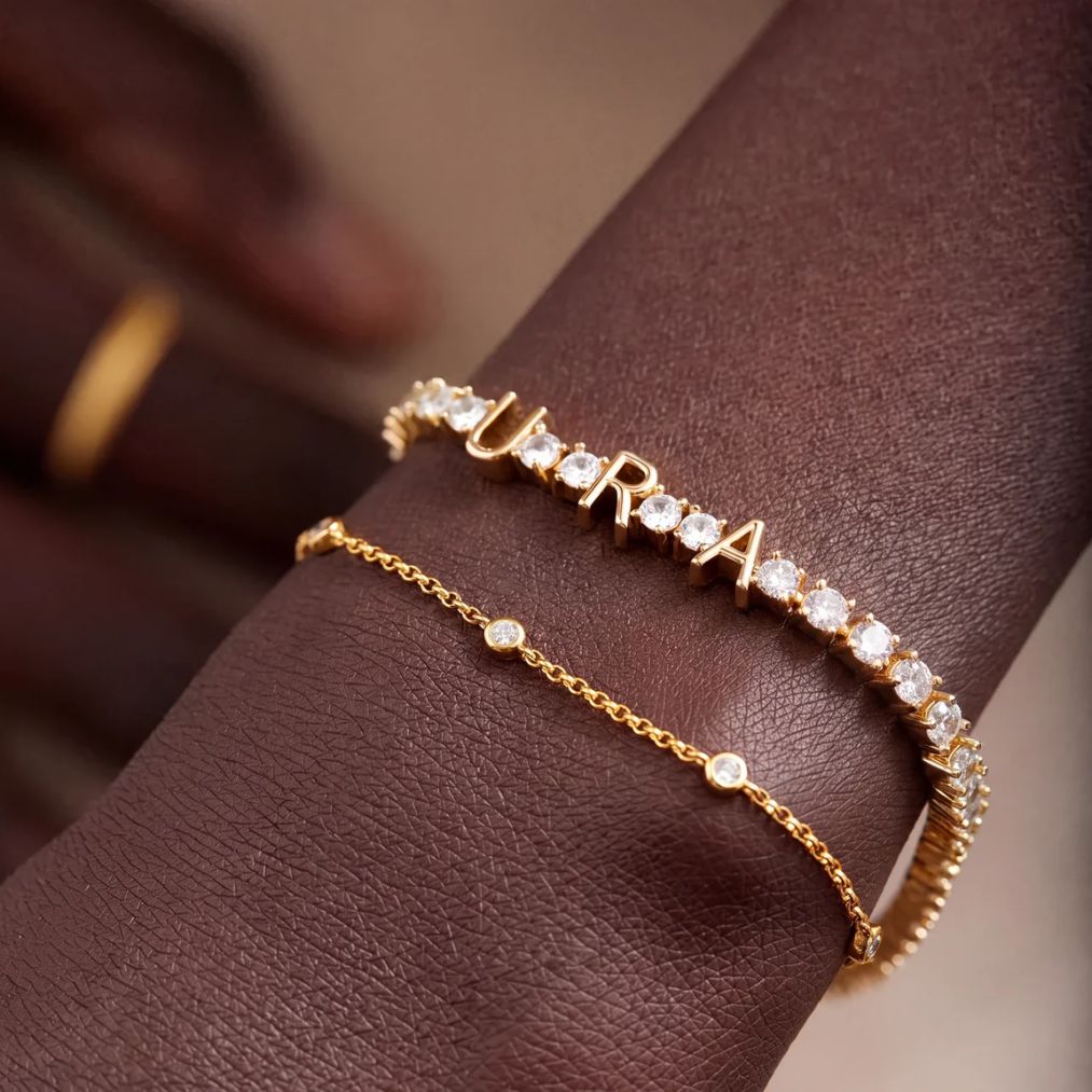 Bracciale Tennis Nome Personalizzato - Oro Zirconi