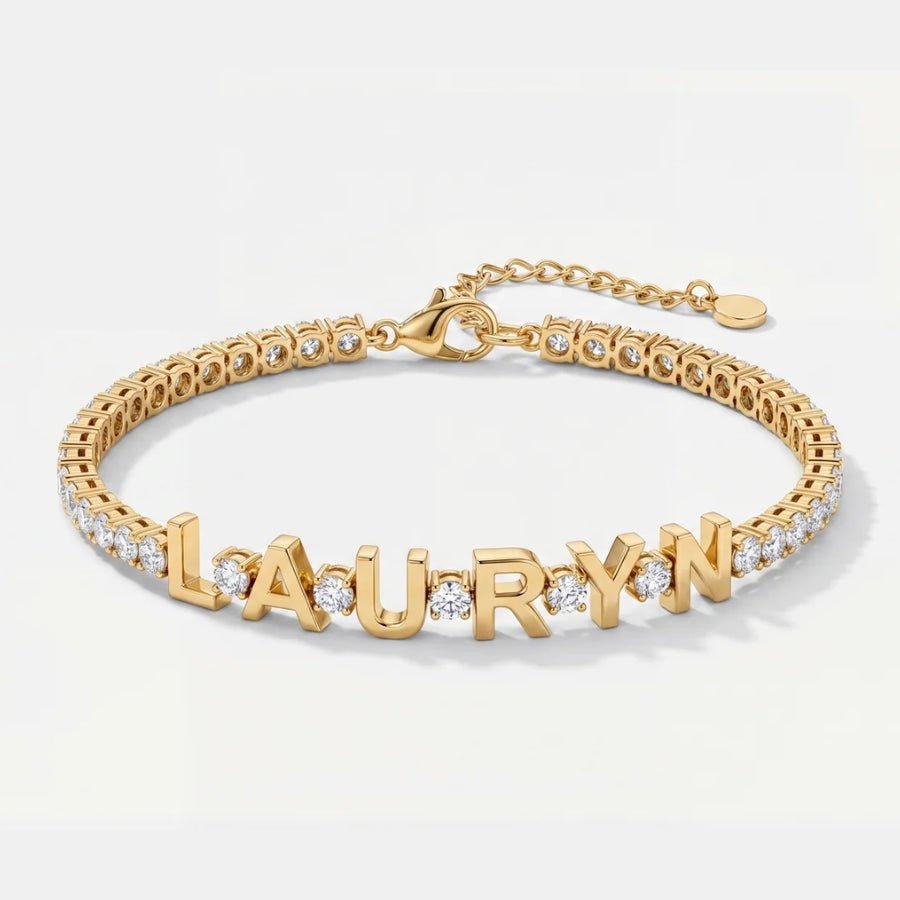 Custom Name Tennis Bracelet in 18K gold or sterling silver