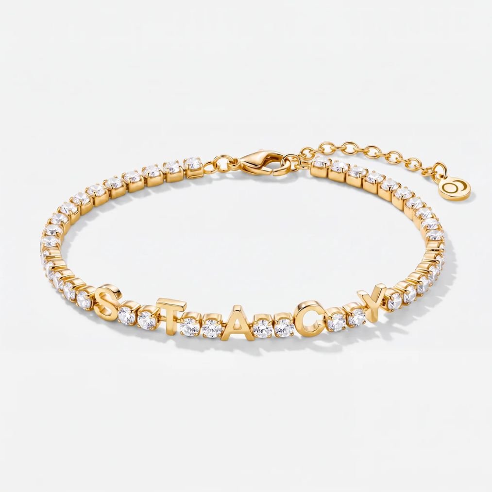 Bracciale Tennis Nome Personalizzato - Oro Zirconi