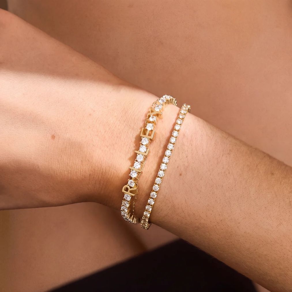 Bracciale Tennis Nome Personalizzato - Oro Zirconi