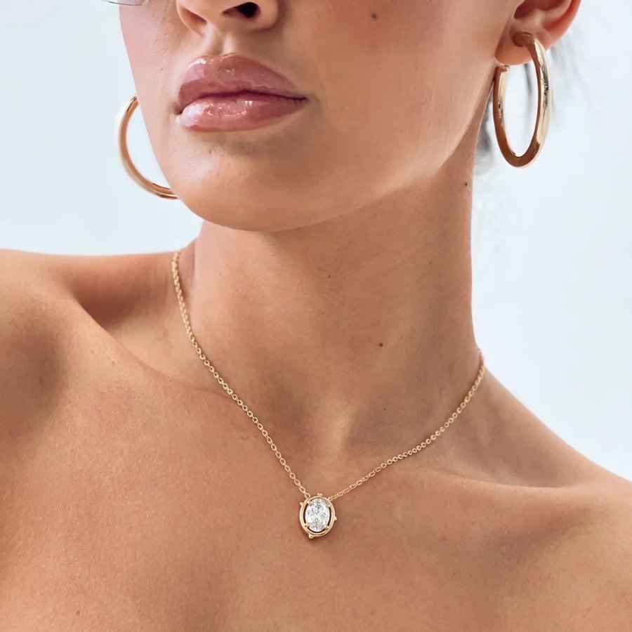 Oval Halo Necklace