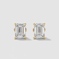 Orecchini a Perno Taglio Smeraldo Moissanite