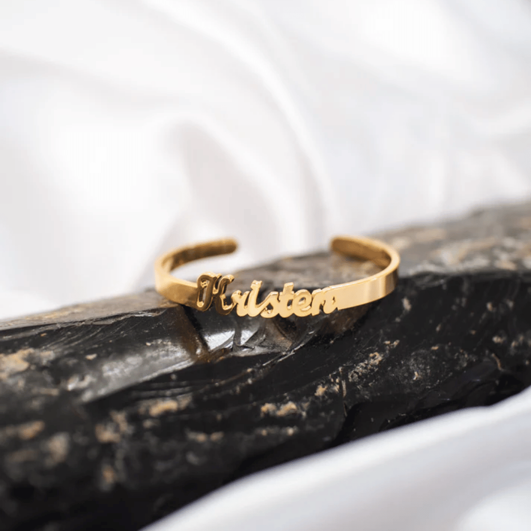 engraved bracelet in luxury Moonela gift box – gold cuff jewelry