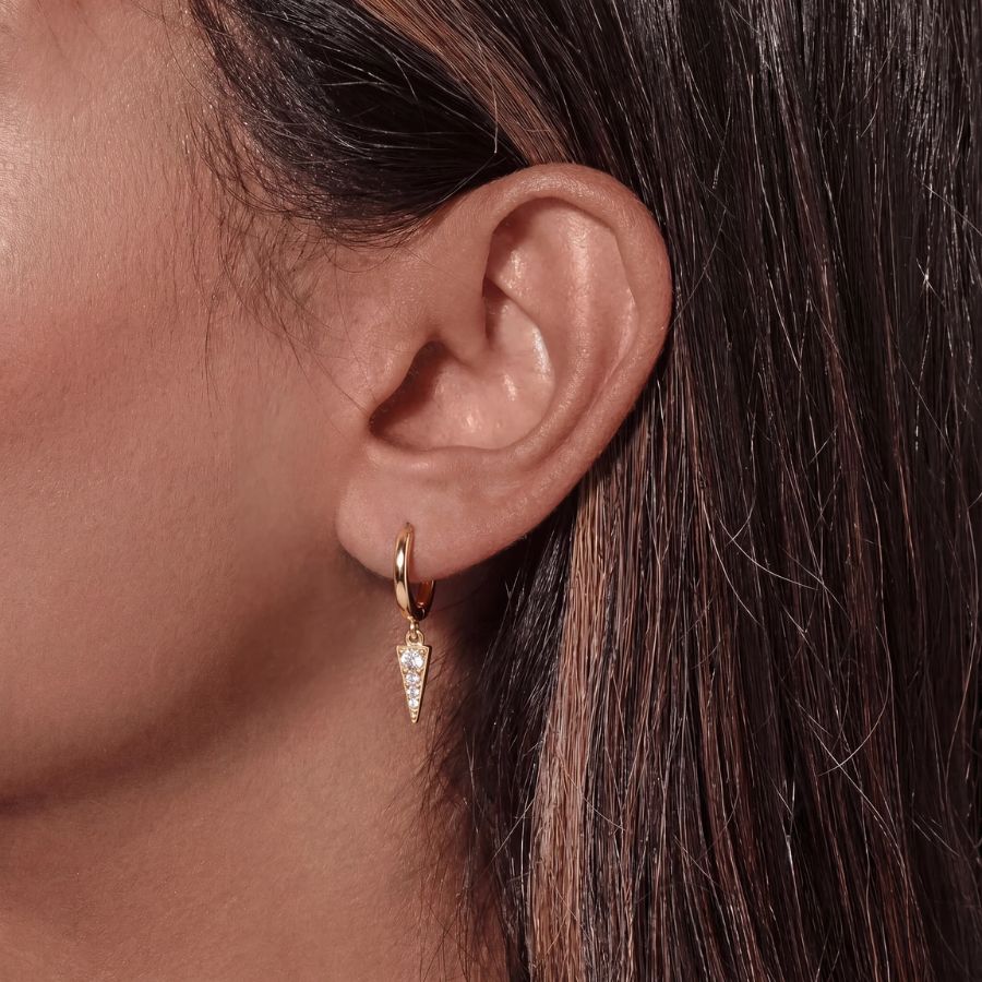 Orecchini Cerchio Pendente - Vega Goccia Pavé Oro