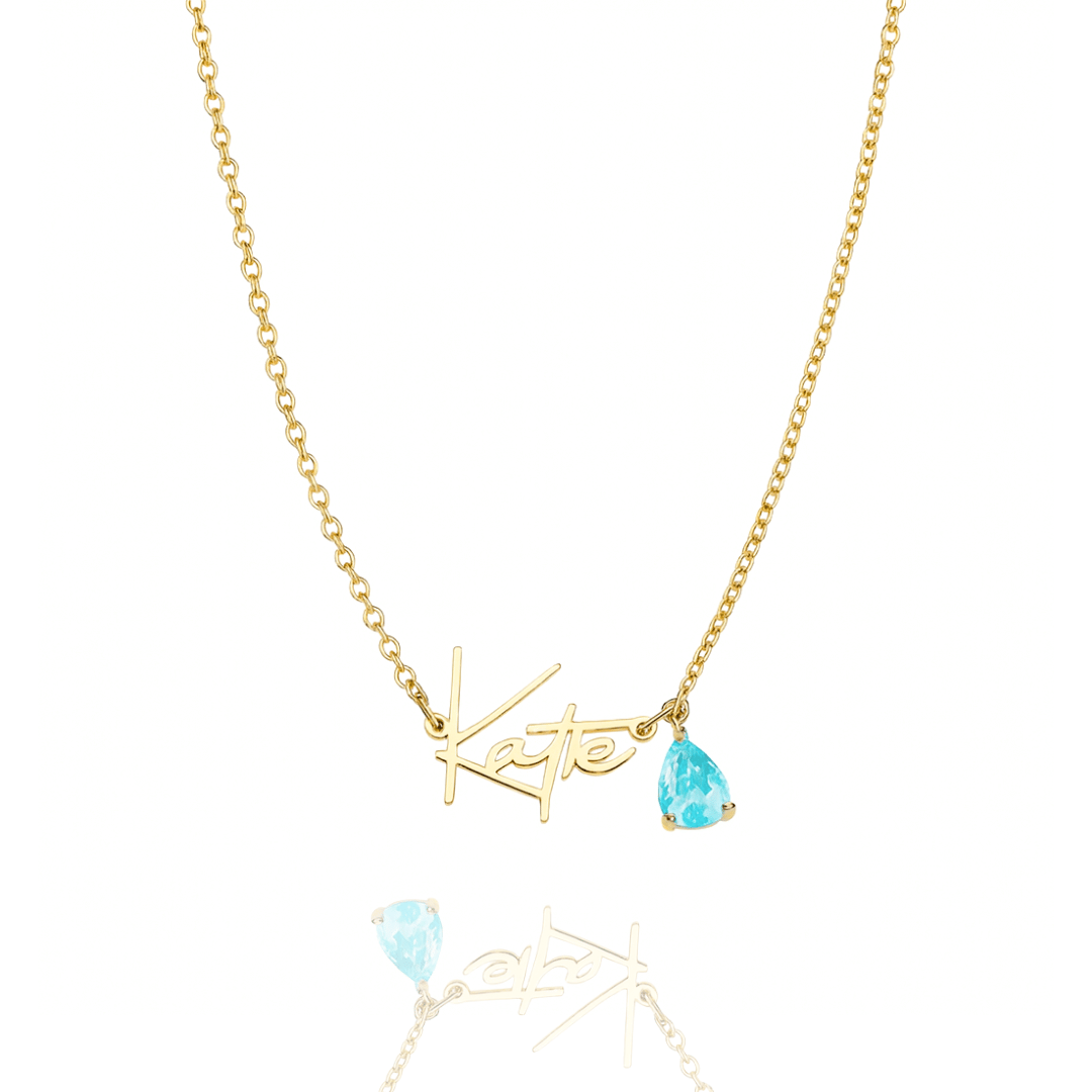 Collana con nome e pietra portafortuna fatta a mano 