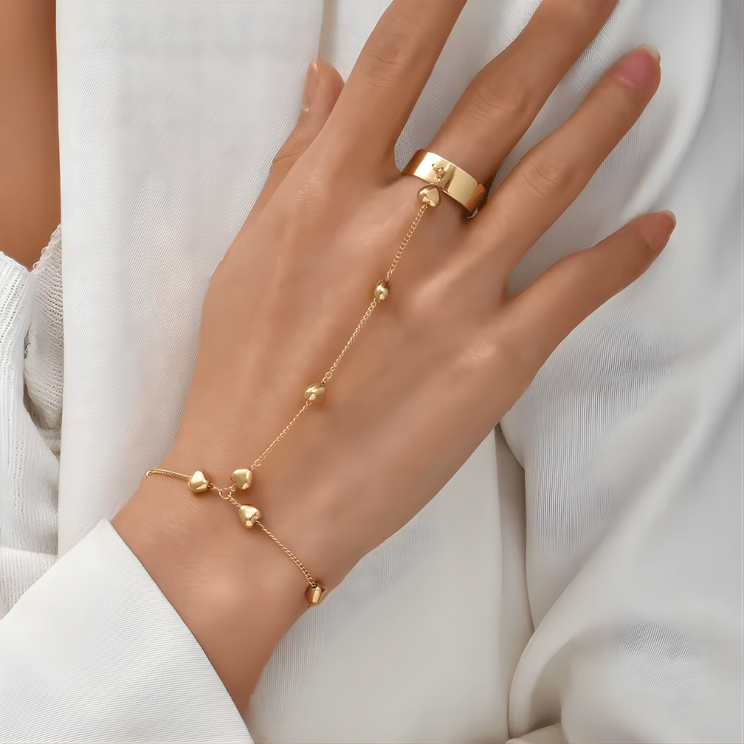 Bracciale Mano con Catena di Cuori