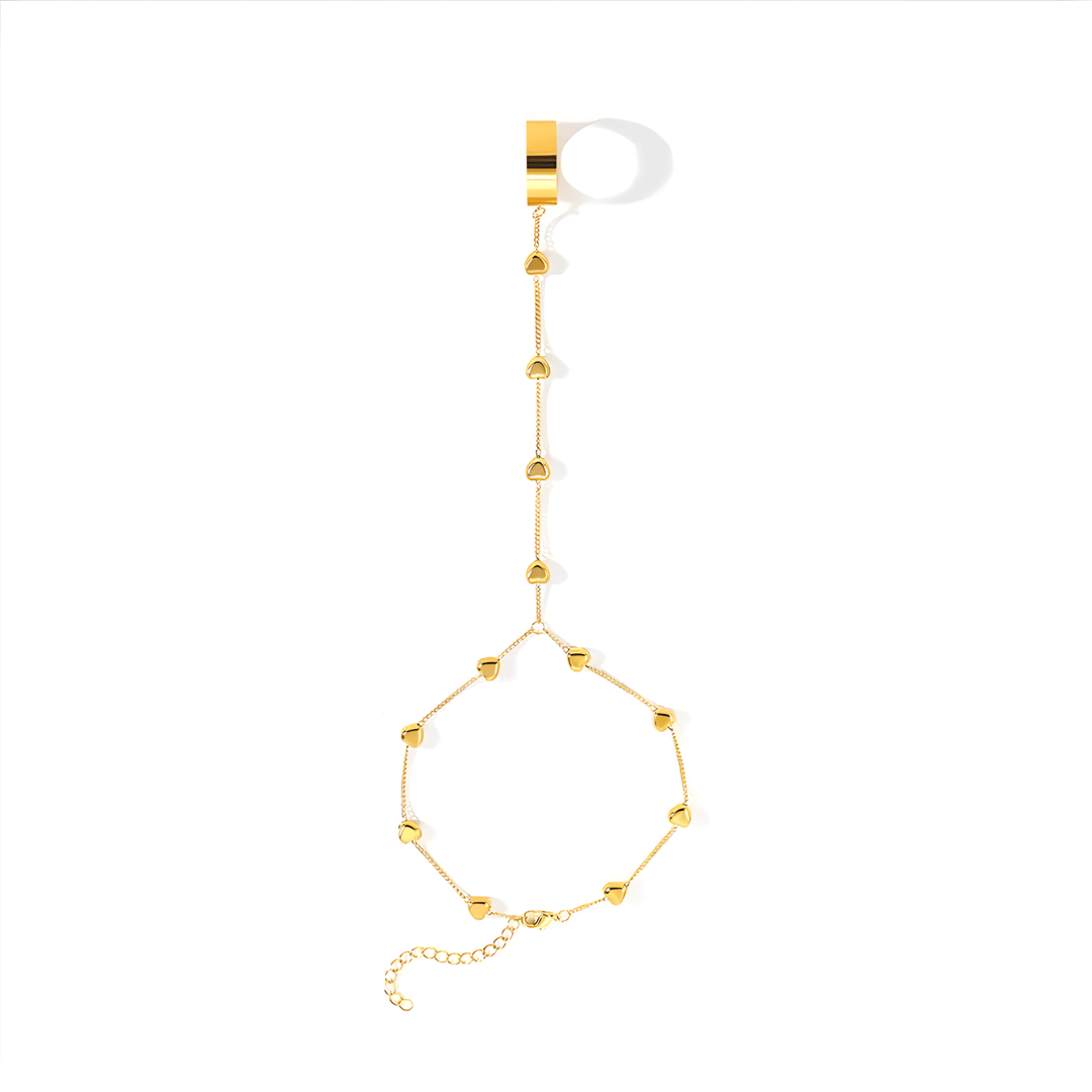Bracciale Mano con Catena di Cuori