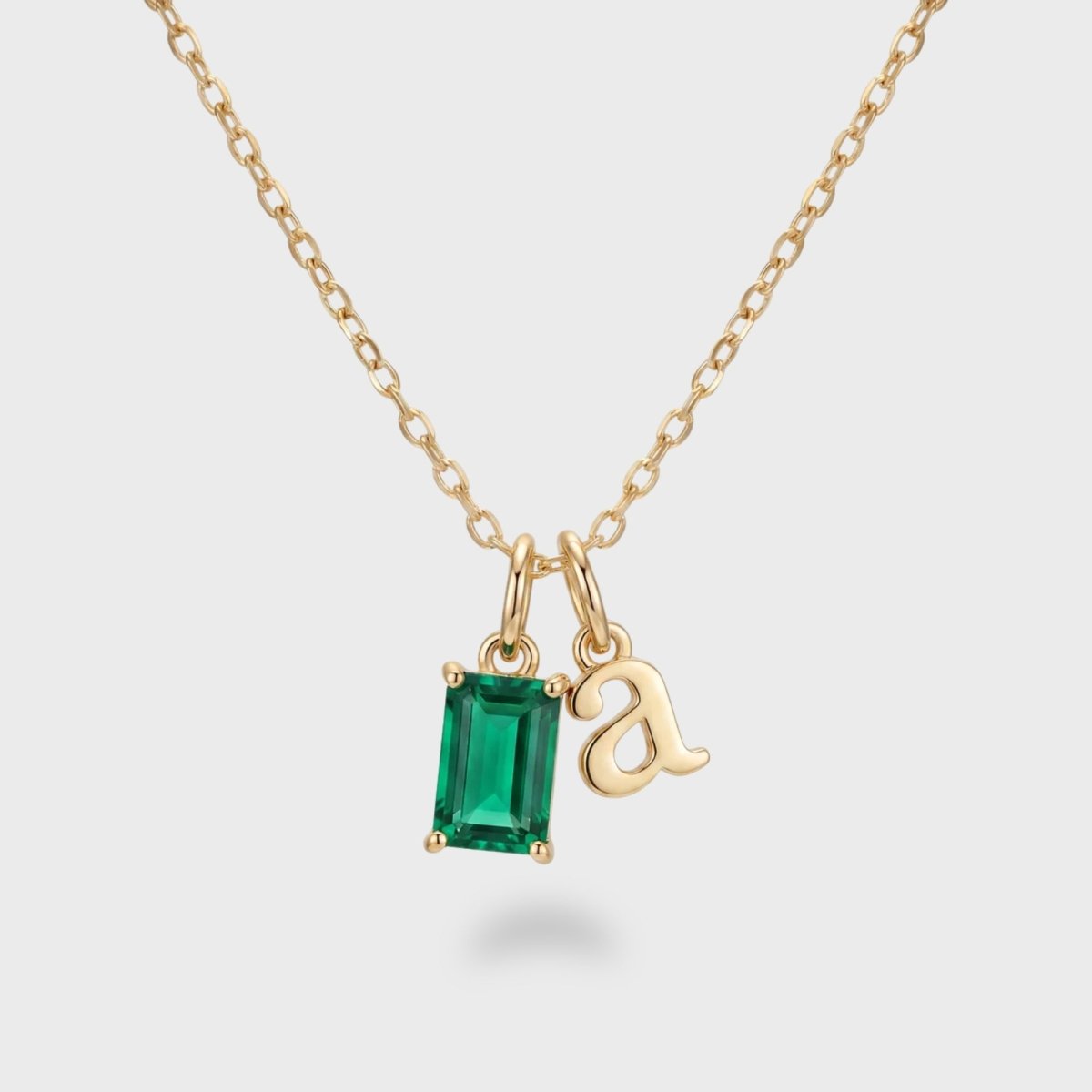 Initial and Birthstone Necklace - Personalised Gold