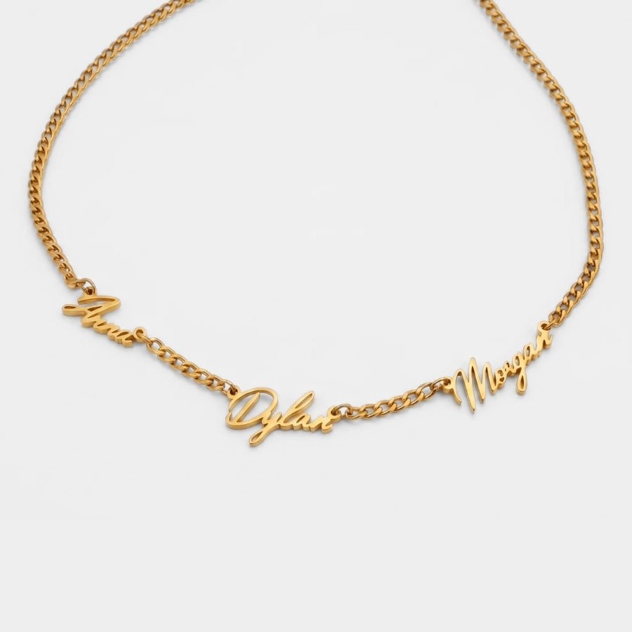 Personalized 3x Name Necklace in 18K gold or sterling silver