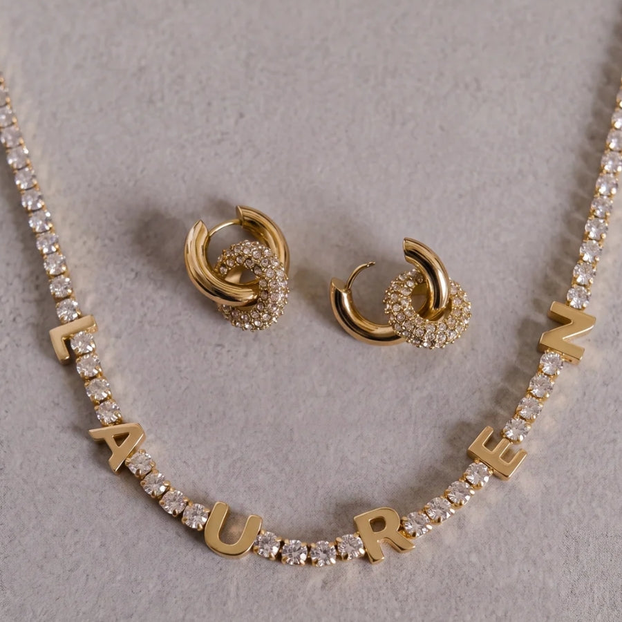Collana Tennis Iniziali - Personalizzata Oro Zirconi