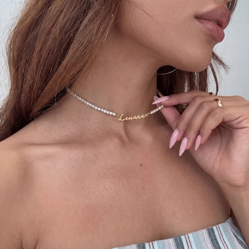 Collana Tennis Nome - Personalizzata Oro Zirconi
