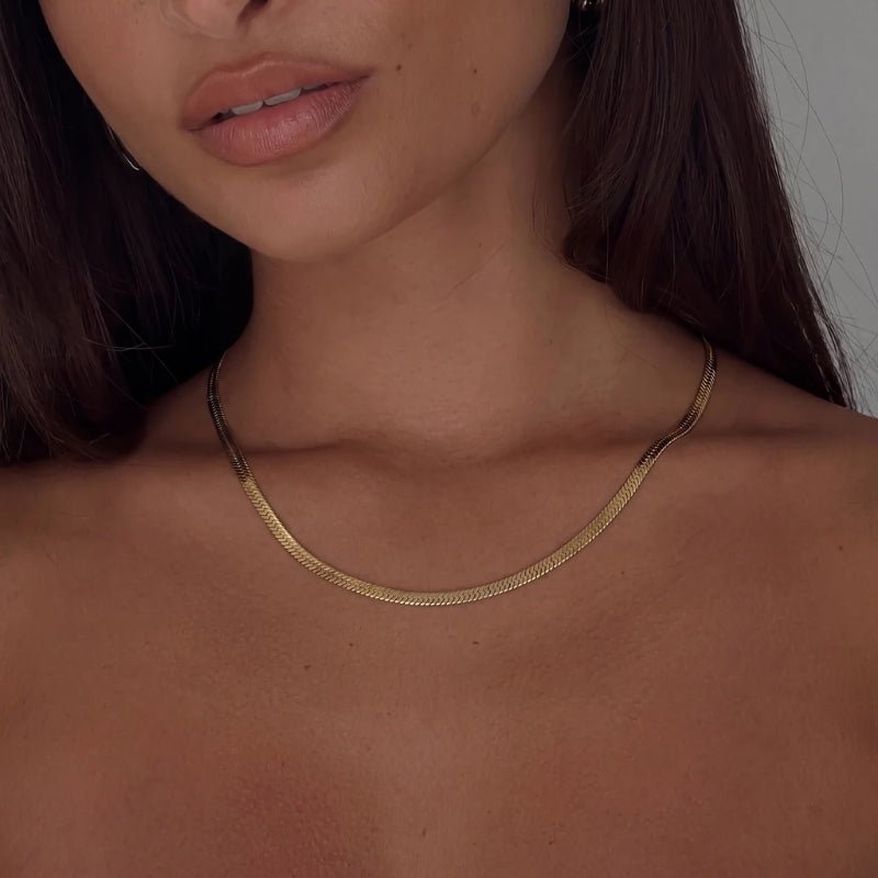 Collana Catena Spina di Pesce - Maglia Piatta Oro