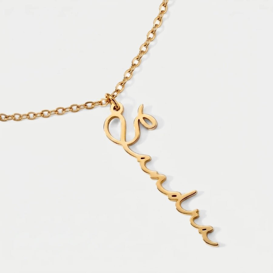 Name Bar Necklace - Engraved Gold Personalised in 18K gold or sterling silver